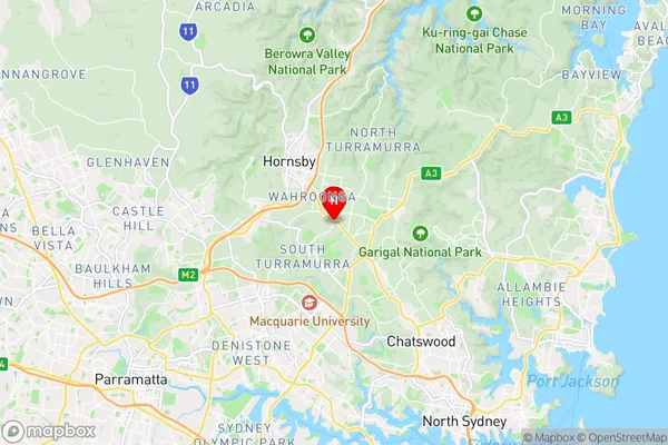 Turramurra,New South Wales Area Map