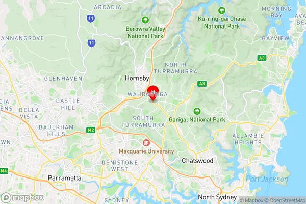 Warrawee,New South Wales Area Map