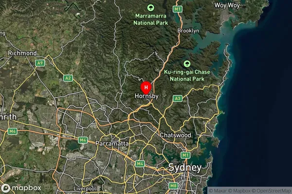 Hornsby,New South Wales Satellite Map