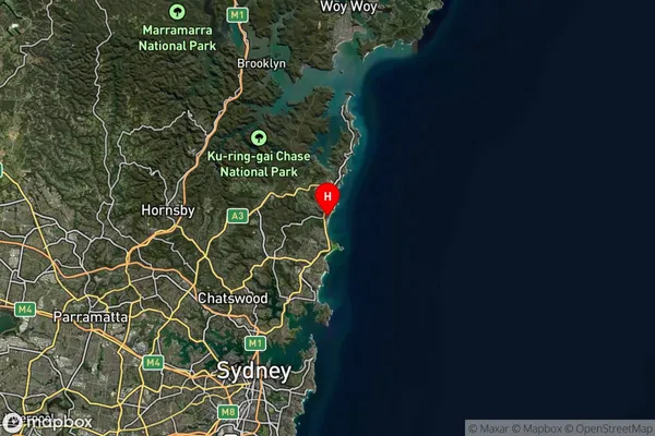 Narrabeen Peninsula,New South Wales Satellite Map