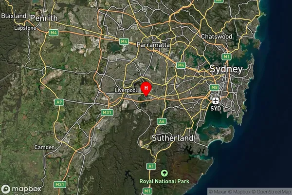 Milperra,New South Wales Satellite Map