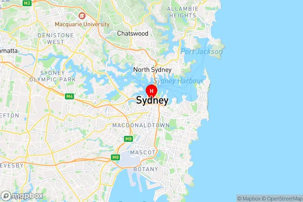 Sydney,New South Wales Area Map