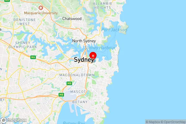 Rushcutters Bay,New South Wales Area Map