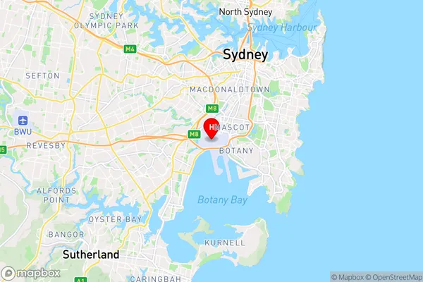 Sydney International Airport,New South Wales Area Map