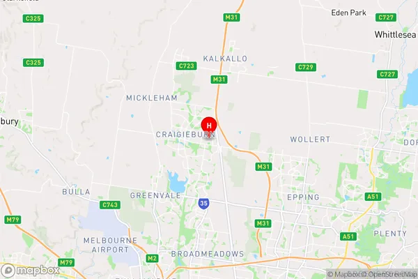 Craigieburn,Victoria Area Map