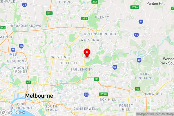 Banyule,Victoria Area Map