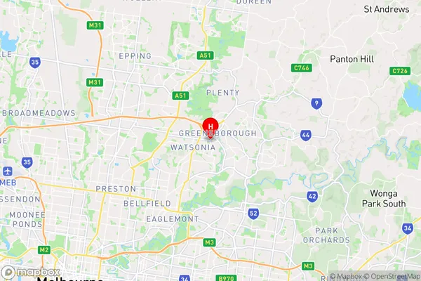 Greensborough,Victoria Area Map