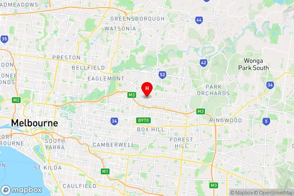 Doncaster,Victoria Area Map