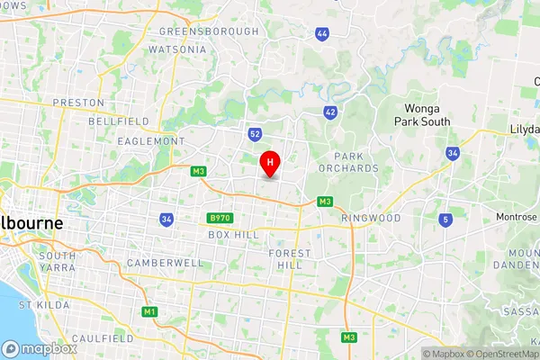 Doncaster East,Victoria Area Map