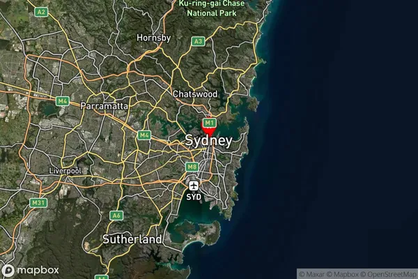 Sydney,New South Wales Satellite Map