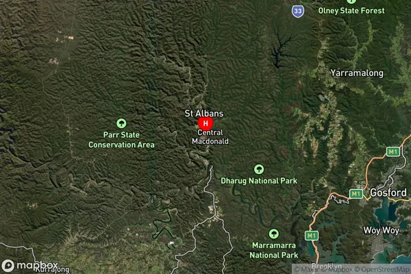 Central Macdonald,New South Wales Satellite Map