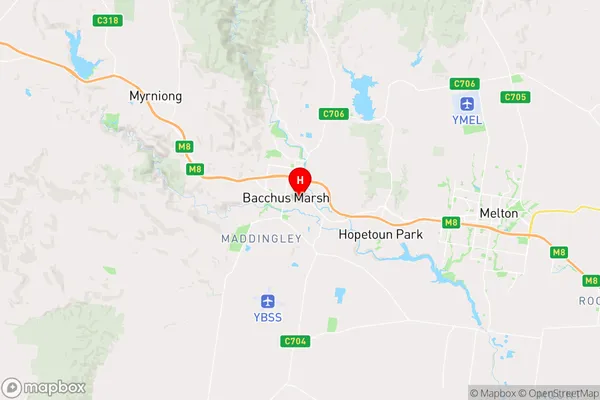 Bacchus Marsh,Victoria Area Map