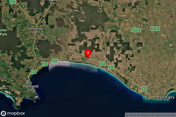 Tyrendarra East,Victoria Satellite Map