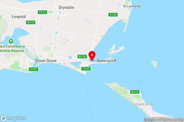 Queenscliff,Victoria Area Map