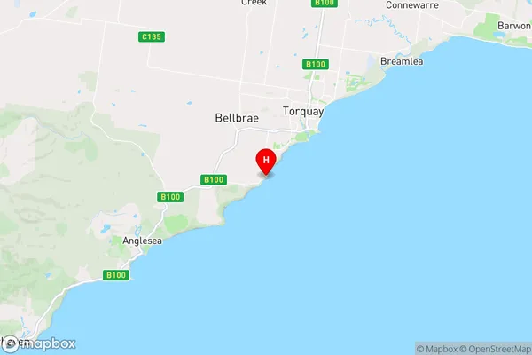 Bells Beach,Victoria Area Map