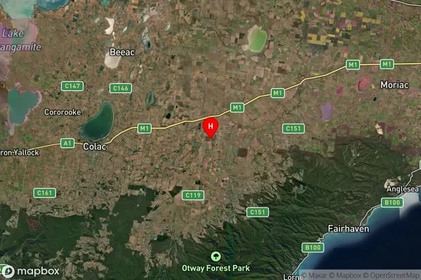 Birregurra,Victoria Satellite Map