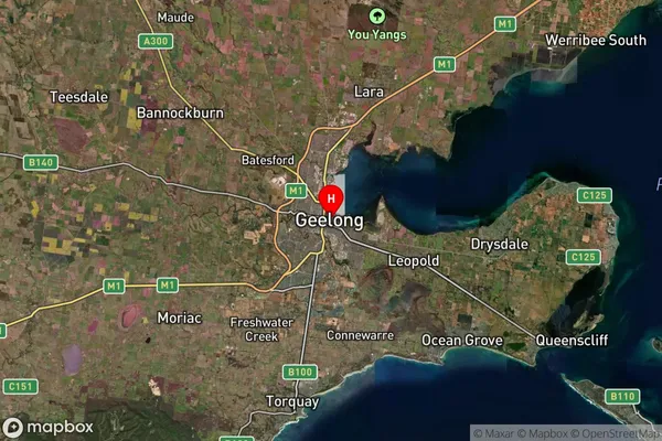 Geelong,Victoria Satellite Map