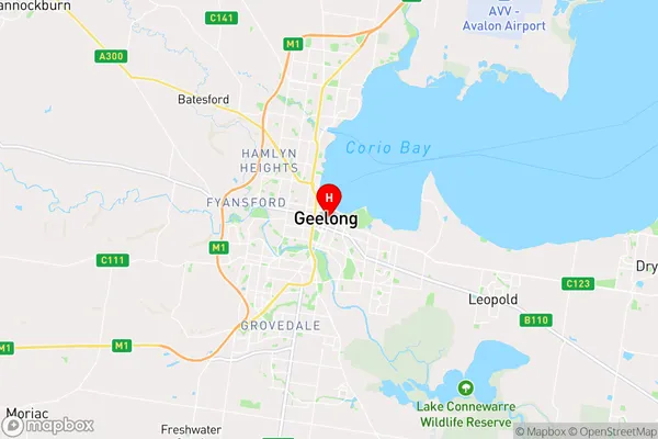 Geelong,Victoria Area Map