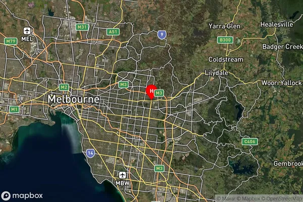 Nunawading,Victoria Satellite Map