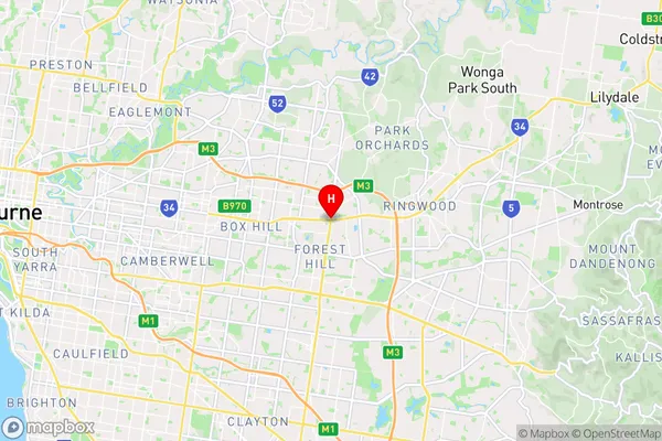 Nunawading,Victoria Area Map