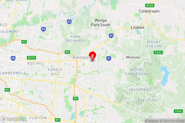 Ringwood East,Victoria Area Map