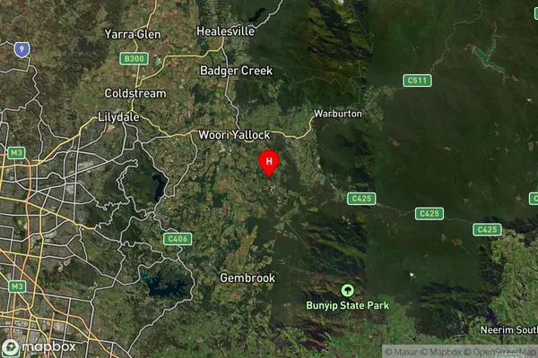 Hoddles Creek,Victoria Satellite Map