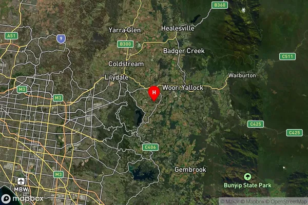 Wandin East,Victoria Satellite Map