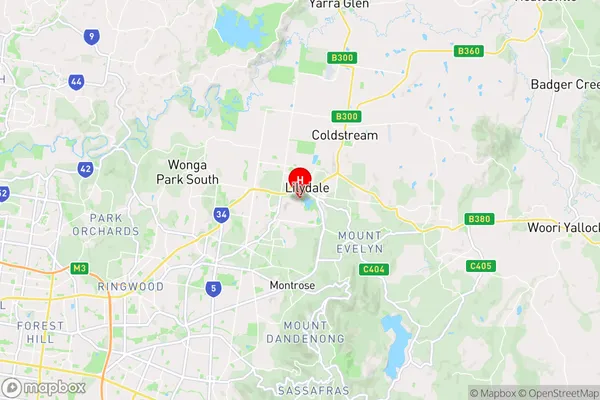 Lilydale,Victoria Area Map