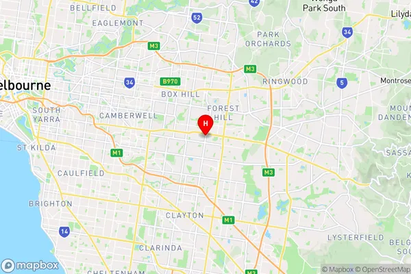 Burwood East,Victoria Area Map