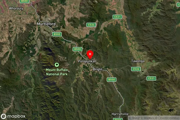 Porepunkah,Victoria Satellite Map