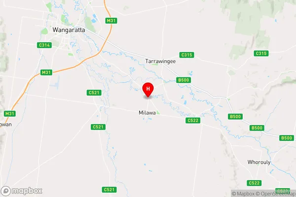 Milawa,Victoria Area Map