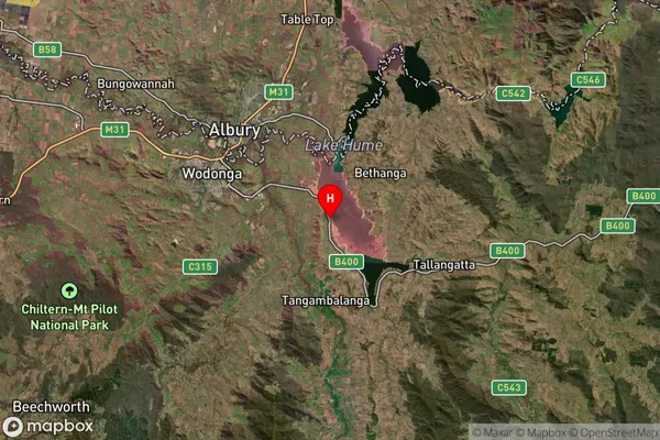 Hume Weir,Victoria Satellite Map