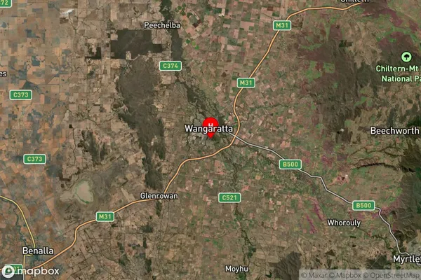 Wangaratta,Victoria Satellite Map