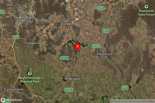 Derrinal,Victoria Satellite Map