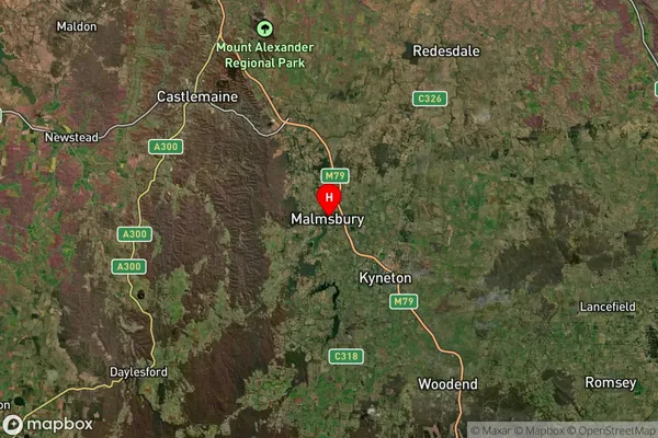 Malmsbury,Victoria Satellite Map