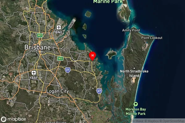 Cleveland Dc,Queensland Satellite Map