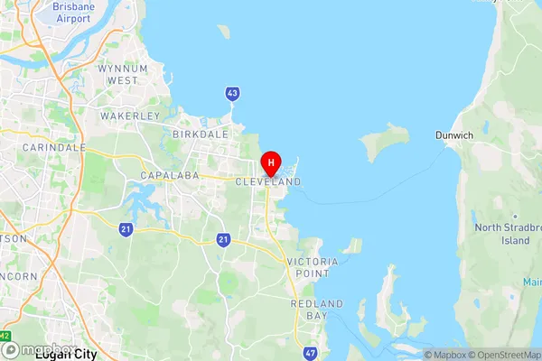 Cleveland Dc,Queensland Area Map