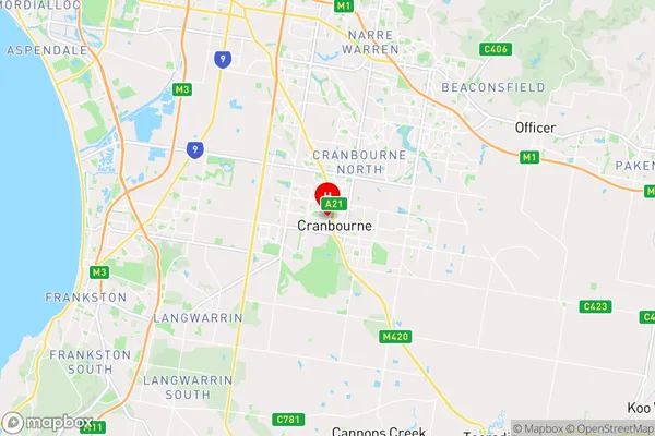 Cranbourne,Victoria Area Map