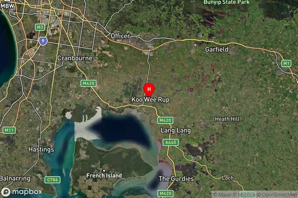 Koo Wee Rup,Victoria Satellite Map