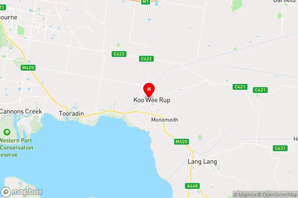 Koo Wee Rup,Victoria Area Map