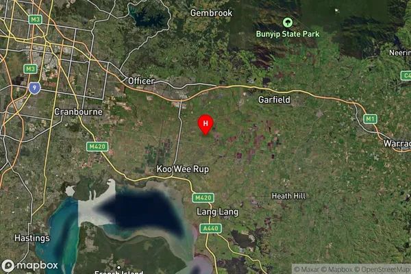 Koo Wee Rup North,Victoria Satellite Map