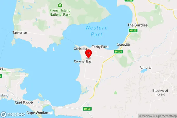 Coronet Bay,Victoria Area Map