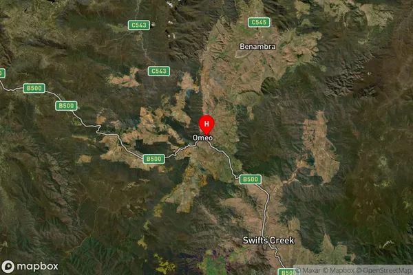 Omeo,Victoria Satellite Map