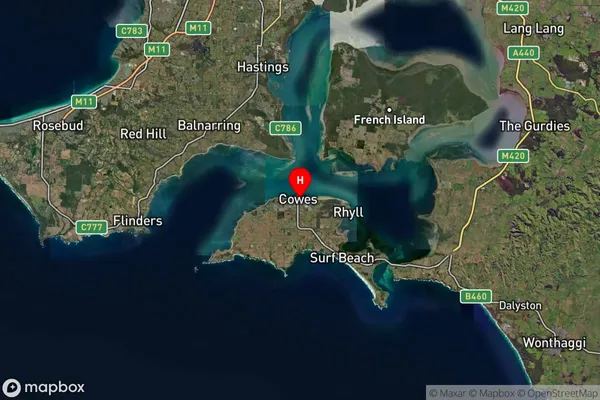 Cowes,Victoria Satellite Map