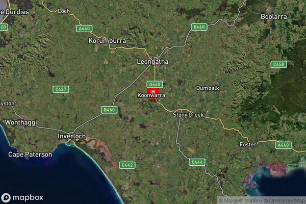 Koonwarra,Victoria Satellite Map