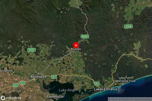 Bruthen,Victoria Satellite Map