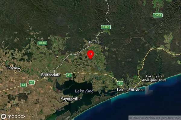 Tambo Upper,Victoria Satellite Map