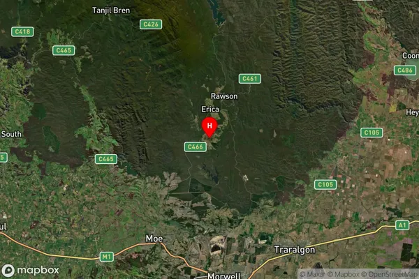 Moondarra,Victoria Satellite Map