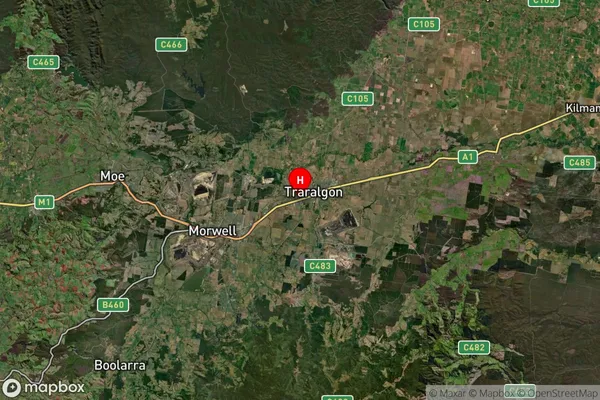 Traralgon,Victoria Satellite Map