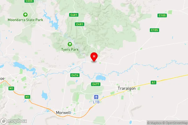 Tyers,Victoria Area Map